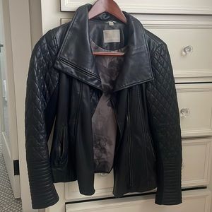 Soia and Kyo Leather and Wool quilted jacket